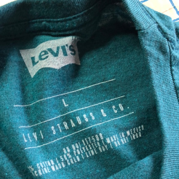 Levi’s Palm Tree Logo Graphic Green Blue T-shirt L - Picture 3 of 4